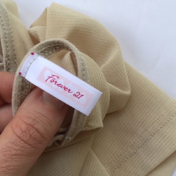 Vintage 90s Y2k Mesh Coquette Sexy Fairy Festival Cami Tank Top Baby Tee Bow Tan - Picture 15 of 17